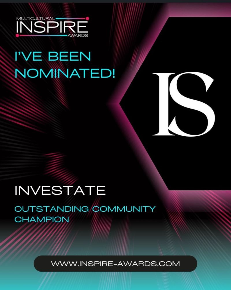 Multicultural Inspire Awards nomination for Investate as Outstanding Community Champion